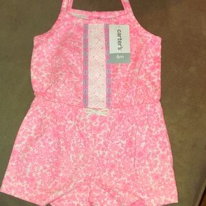 Carter 6M 1 piece pink and white desigb